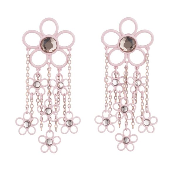 Dannijo Elyse Pink Flower Drop Earrings - Picture 1 of 3